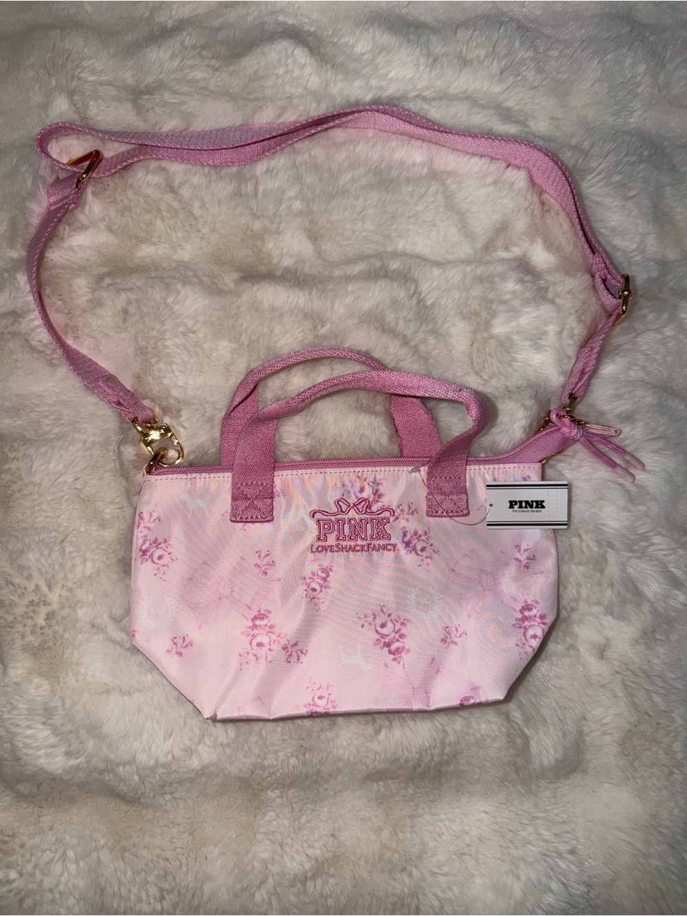 PINK Victoria's Secret Pink Floral Mini Crossbody Tote